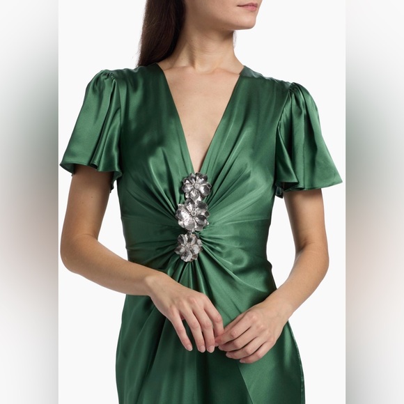 Cinq a Sept Kordyn Bias-Cut Midi-Dress in Forest Fog - Picture 5 of 8